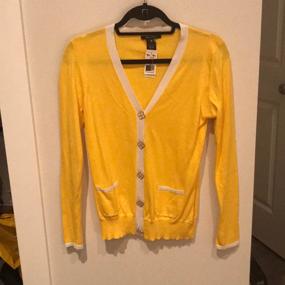 Pink tartan yellow cardigan
